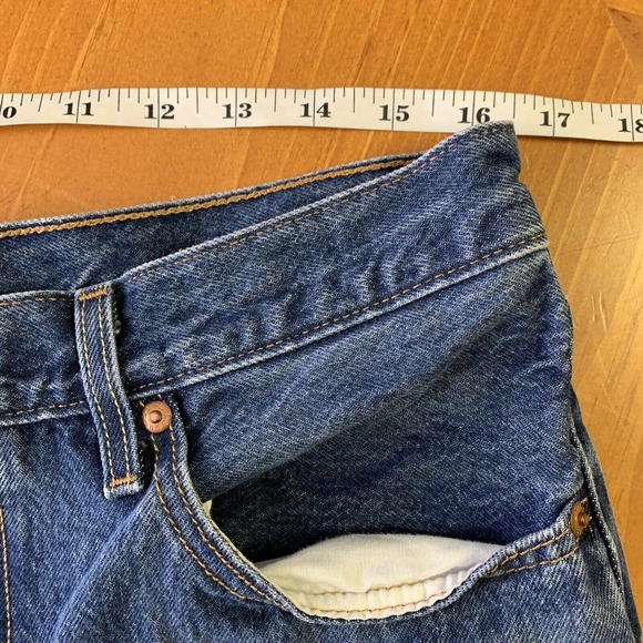 LEVI'S Premium Label Size 31 Jeans button fly High Rise Cut Offs Shorts 501 Dark - Picture 9 of 11